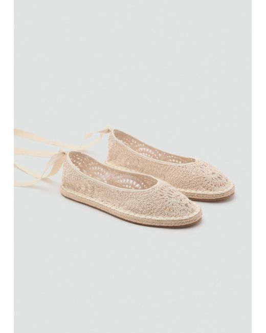 Mango Natural Crochet Ballet Flats