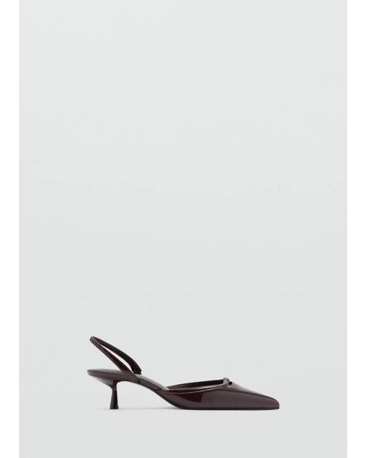 Mango White Kitten Heel Patent Leather Shoe