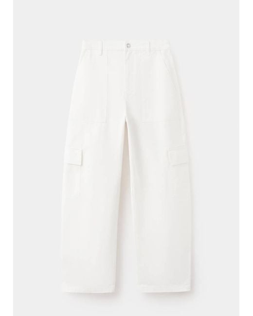 Mango White Pocket Cargo Jeans