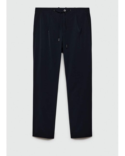 Mango Blue Water-repellent Trousers With Drawstring for men