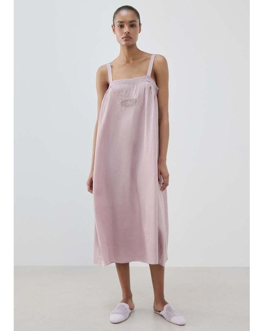 Mango Pink Nightdress With Cut-Out Details