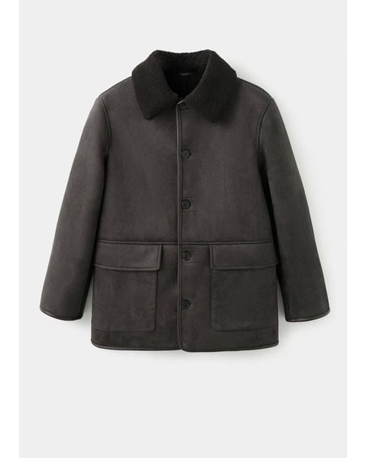 Mango Black Faux-Shearling Suede Jacket for men