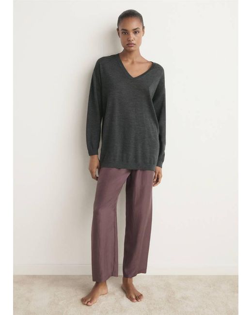Mango Orange V-Neck Wool Sweater