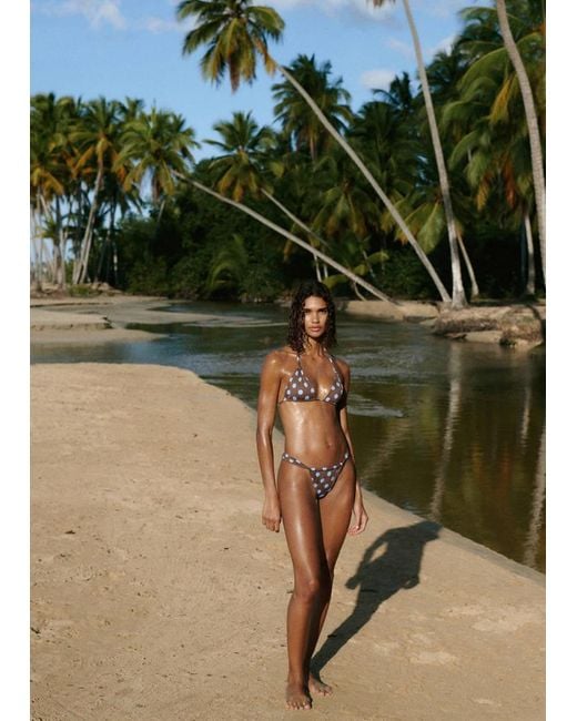 Mango Green Polka Dot Triangle Bikini Top