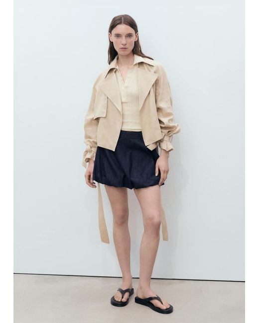 Mango White Balloon Denim Skirt