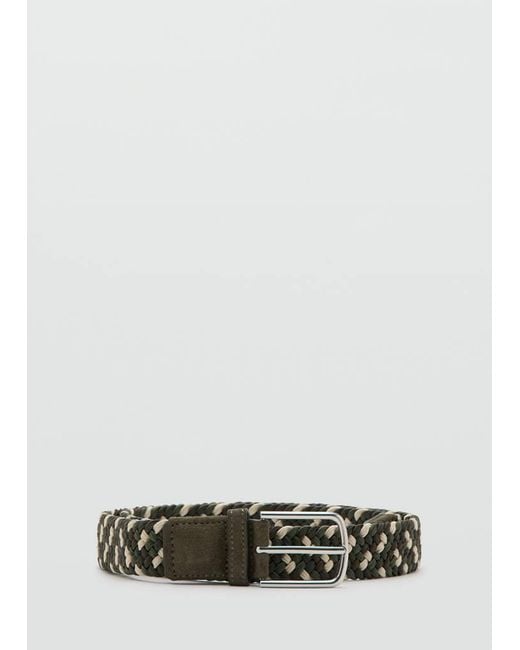 Mango Green Braided Elastic Coloured Belt for men