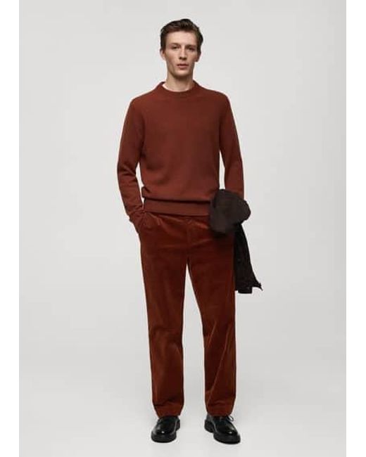 Mango Red Corduroy Straight-Fit Pants for men