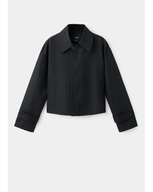 Mango Black Zipper Cotton Jacket