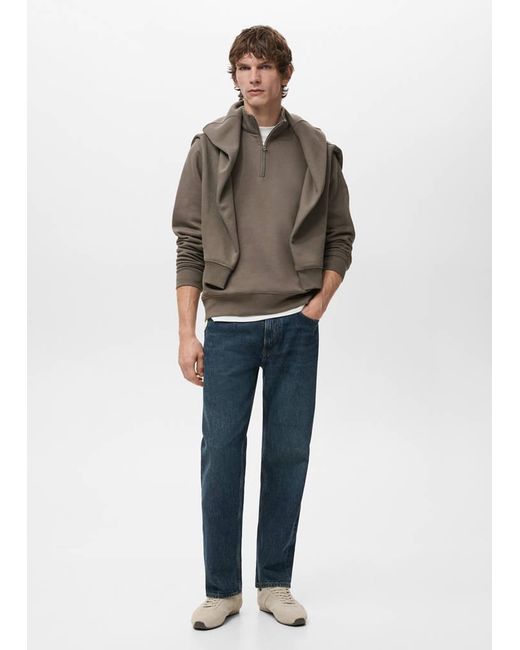 Mango Multicolor Zip-Neck Sweatshirt With A Soft-Touch Interior for men