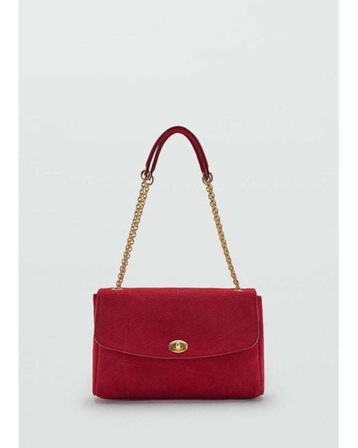 Mango Red Small Leather Chain Shoulder Bag
