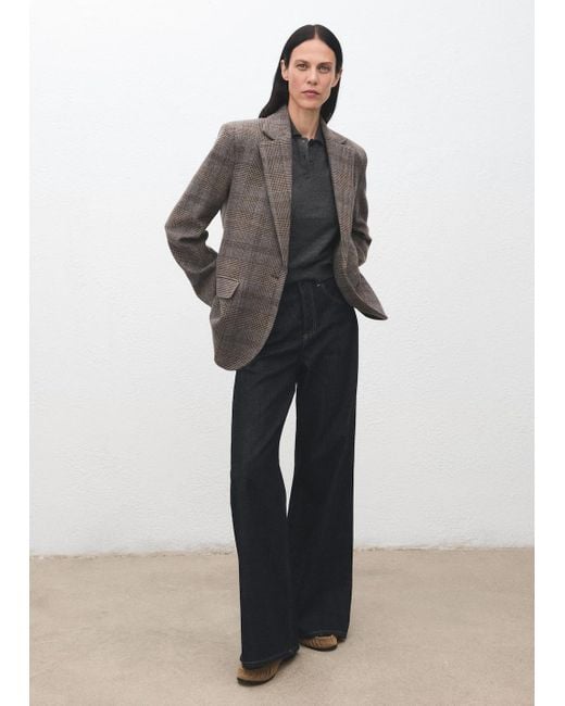 Mango Brown Wool Check Blazer