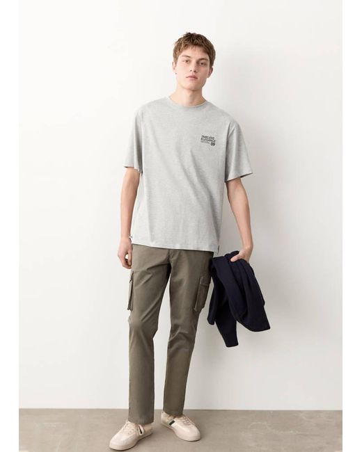 MANGO TEEN White Printed Cotton-Blend T-Shirt for men