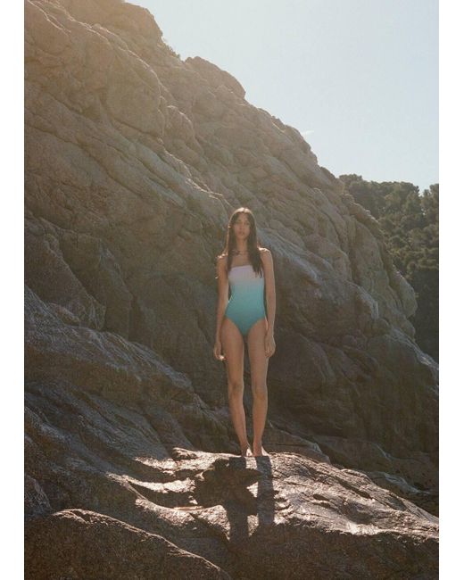 Mango Gray Gradient-Effect Strapless Swimsuit