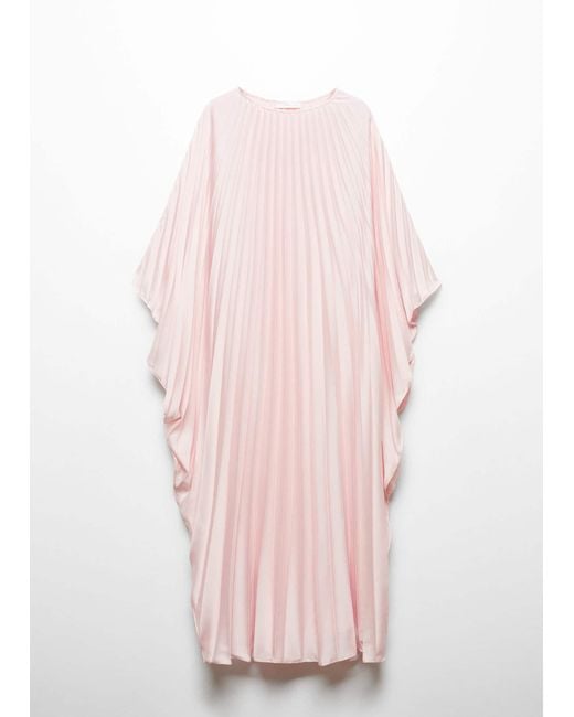 Mango Pleated Satin Dress in Pink | Lyst UK