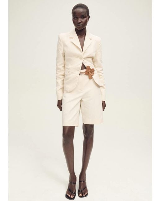 Mango Natural Creased Linen-Blend Suit Jacket