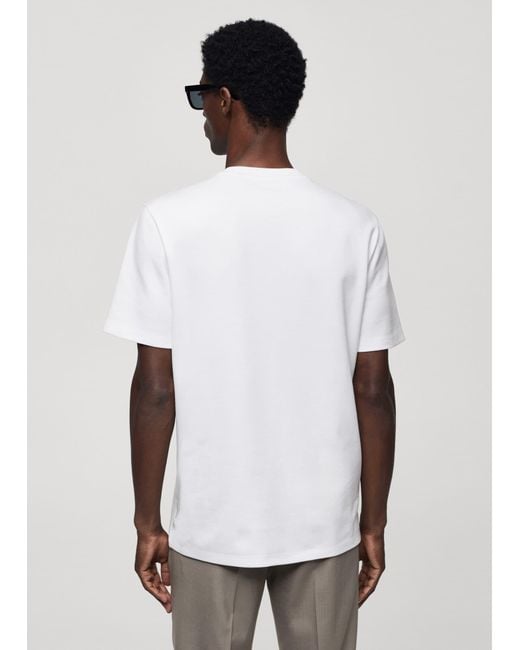 Mango White Breathable Cotton T-shirt for men