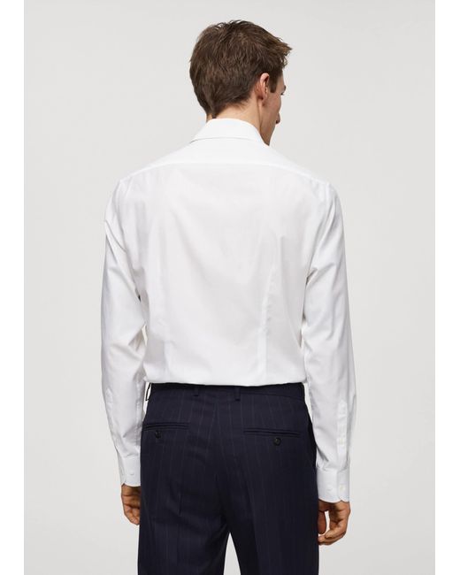 Mango White 100% Cotton Slim Fit Twill Shirt for men