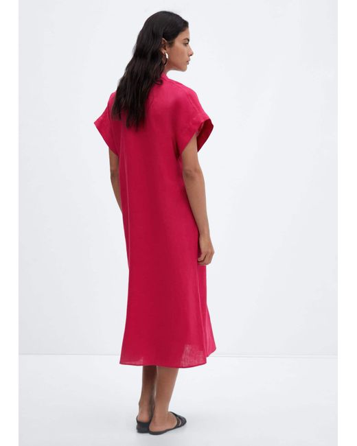 Mango Red Linen-blend Shirt Dress