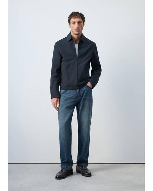 Mango Blue Lightweight Cotton Lyocell Jacket for men