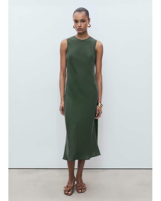Mango Green Shift Midi Dress