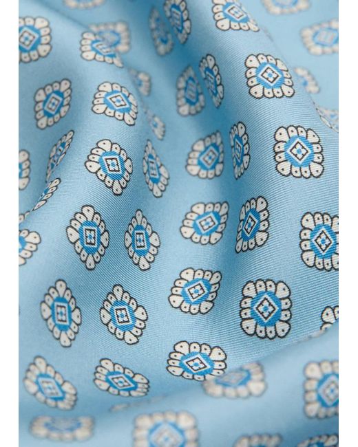 Mango Blue 100% Silk Patterned Scarf for men