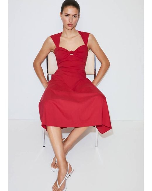 Mango Red Midi-Dress With Open Back