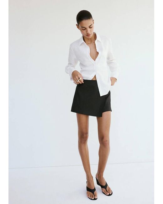 Mango White Pocket Linen Shirt