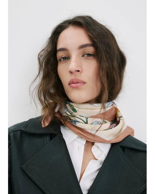 Mango Multicolor Floral Satin Scarf