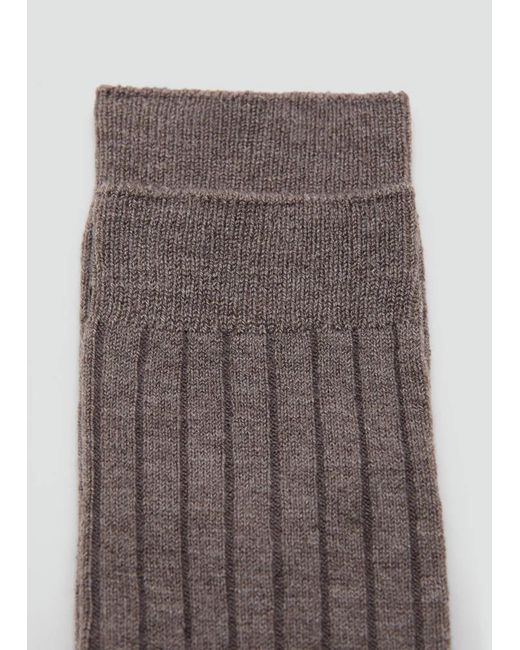 Mango Brown Ribbed Wool Blend Socks