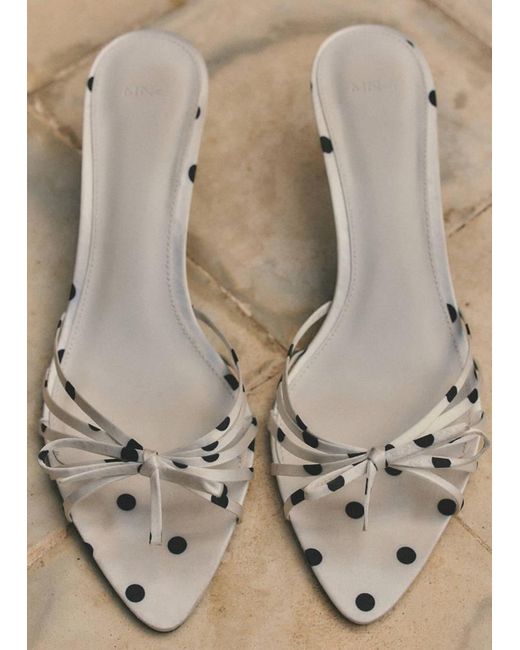 Mango Natural Polka-Dot Strap Sandals