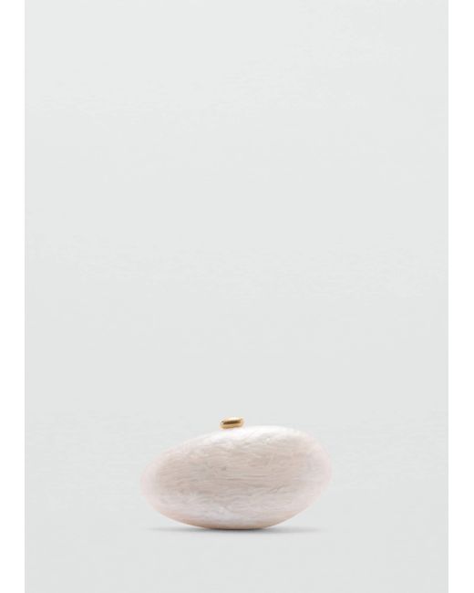 Mango White Pearl-effect Clutch Bag Ivory