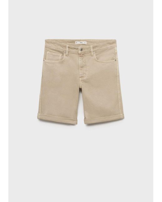 Mango Natural Slim-Fit Denim Bermuda Shorts for men