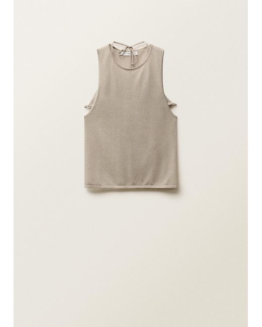 Mango Natural Contrasting Knit Top