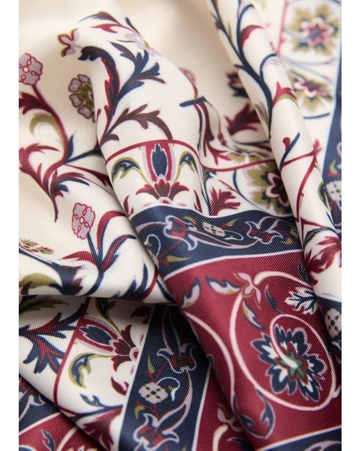 Mango Blue Printed Satin Scarf