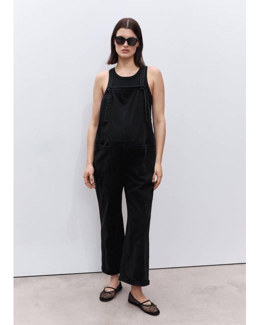 Mango Black Maternity Denim Dungarees