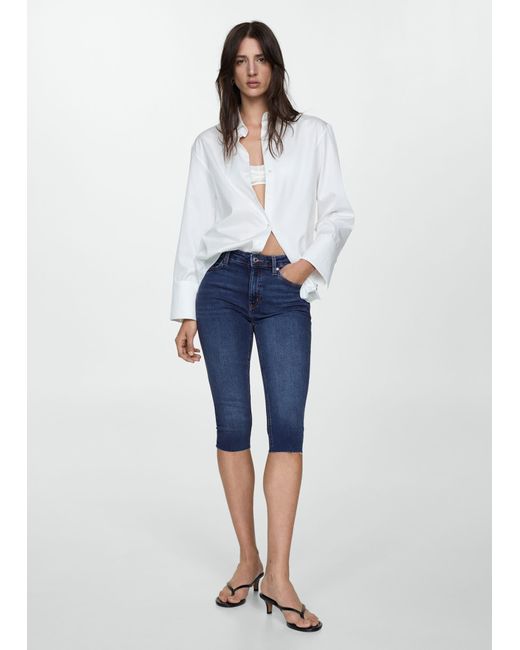 Mango Blue Capri Slim-fit Jeans