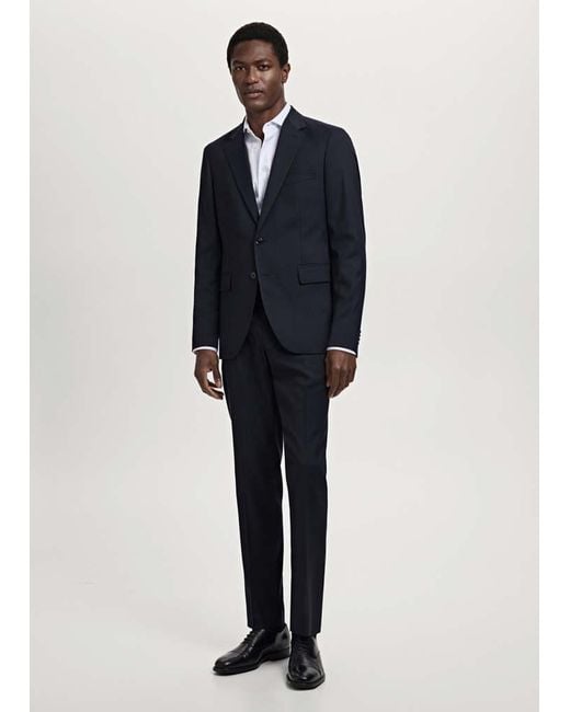 Mango Blue Milan Slim-Fit Suit Trousers for men