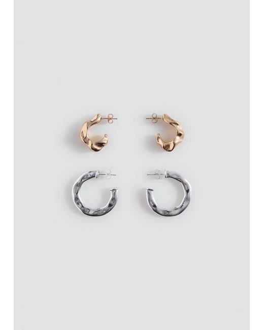 MANGO TEEN Metallic Pack Of 2 Irregular Hoop Earrings