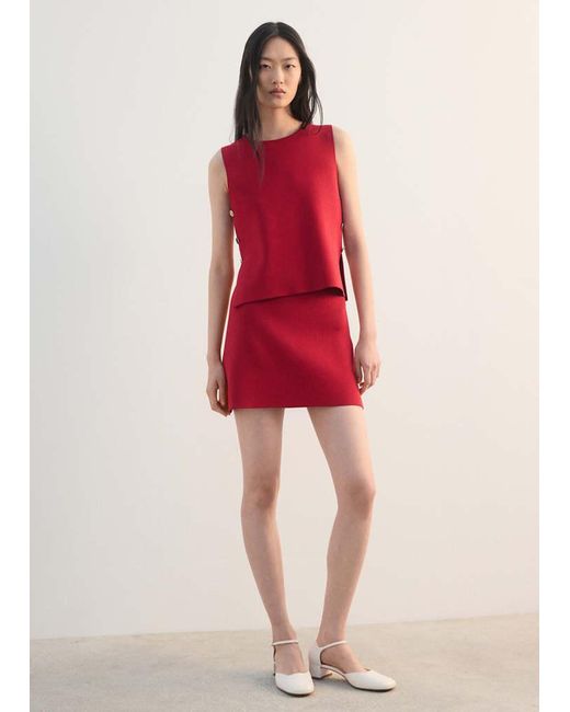 Mango Red Short Knitted Skirt