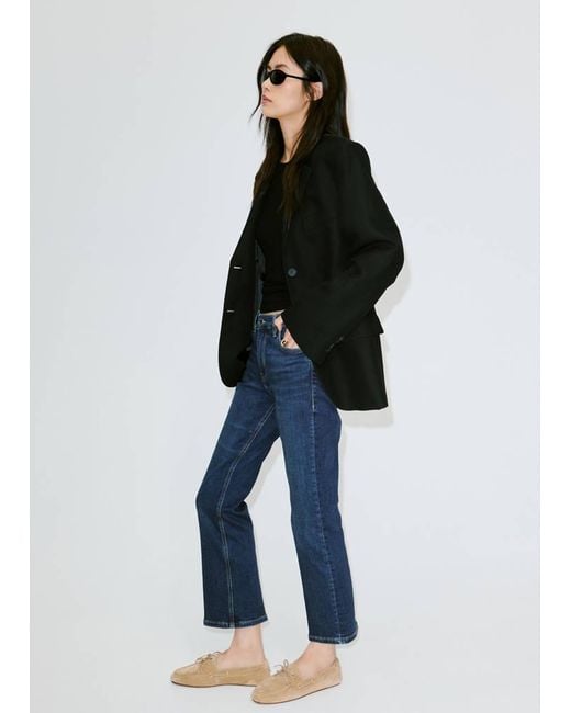 Mango Blue Sienna Flared Cropped Jeans