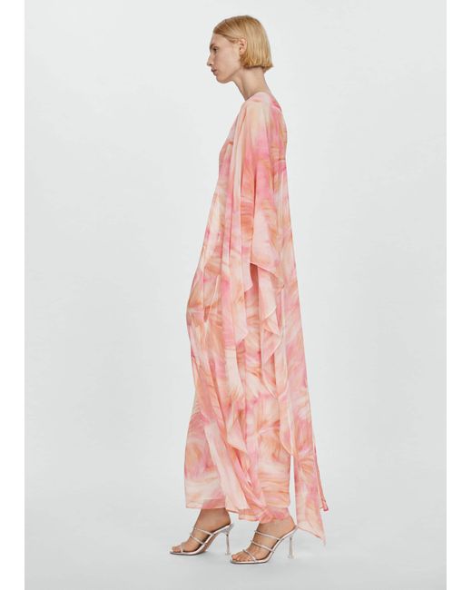 Mango Pink Ruffle Sleeve Printed Dress Light