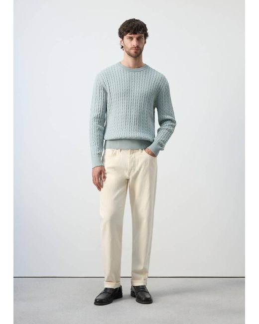 Mango Green 100% Cotton Cable Knit Sweater for men