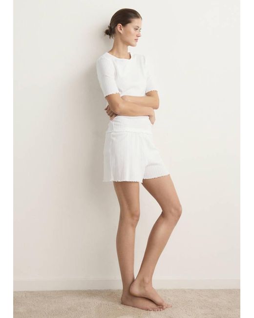 Mango Natural Openwork Cotton Shorts
