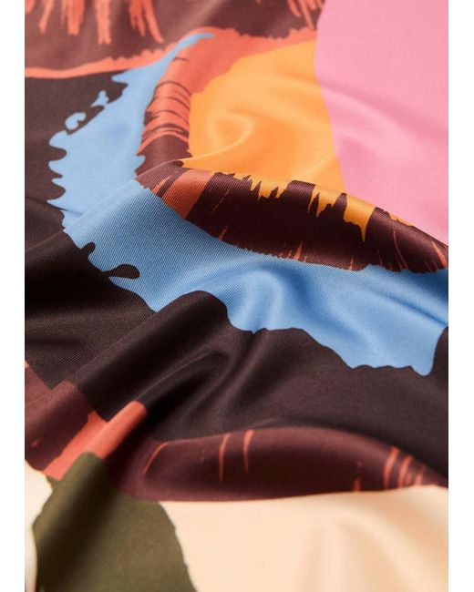 Mango Orange Abstract-Print Satin Scarf