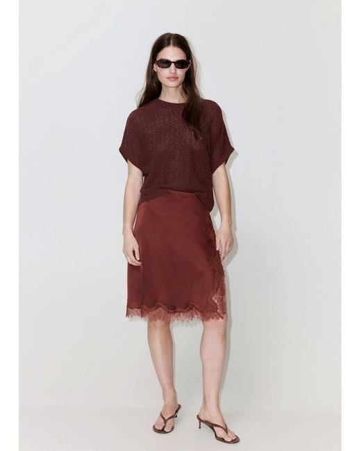 Mango Orange Short-Sleeved Knitted Sweater