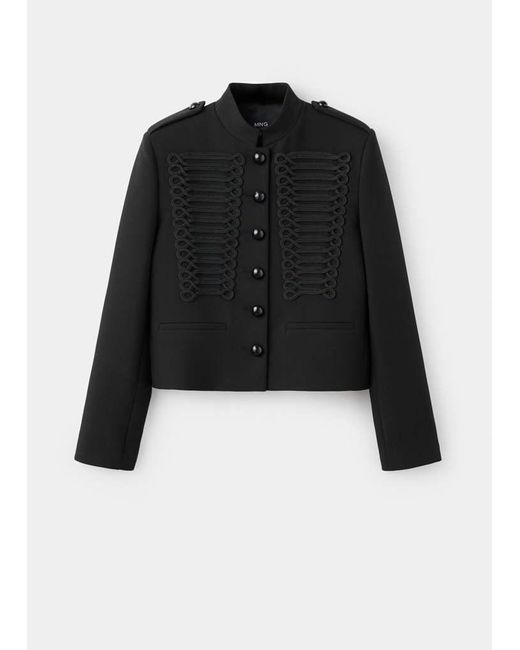 Mango Black Jacket With Stand-Up Collar And Toggle Fastenings