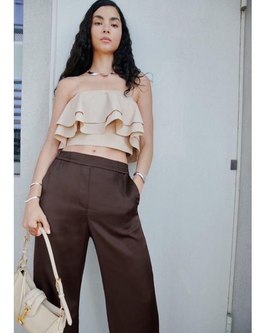 Mango Multicolor Satin Trousers With Contrasting Stripe