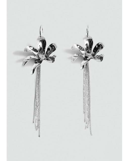 Mango Metallic Long Flower Earrings