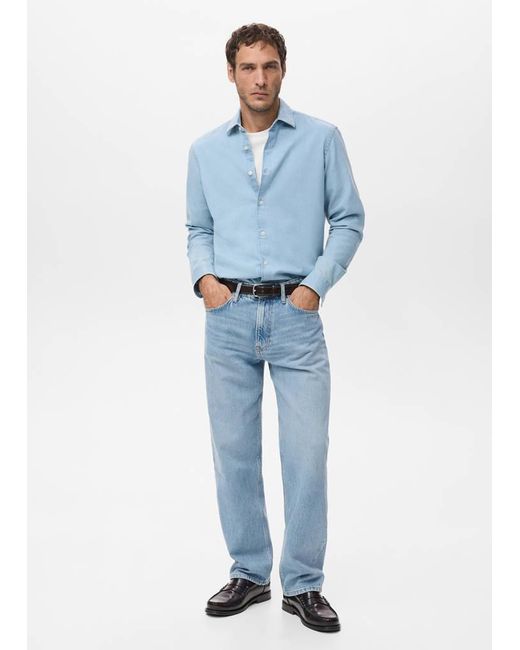 Mango Blue Moby Straight-Fit Light-Wash Jeans for men