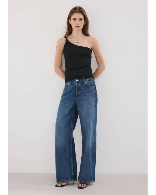 Mango Blue Straight Low-Waist Jeans